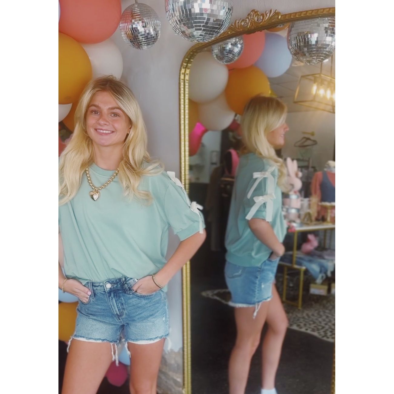 Green Bow Tie Top