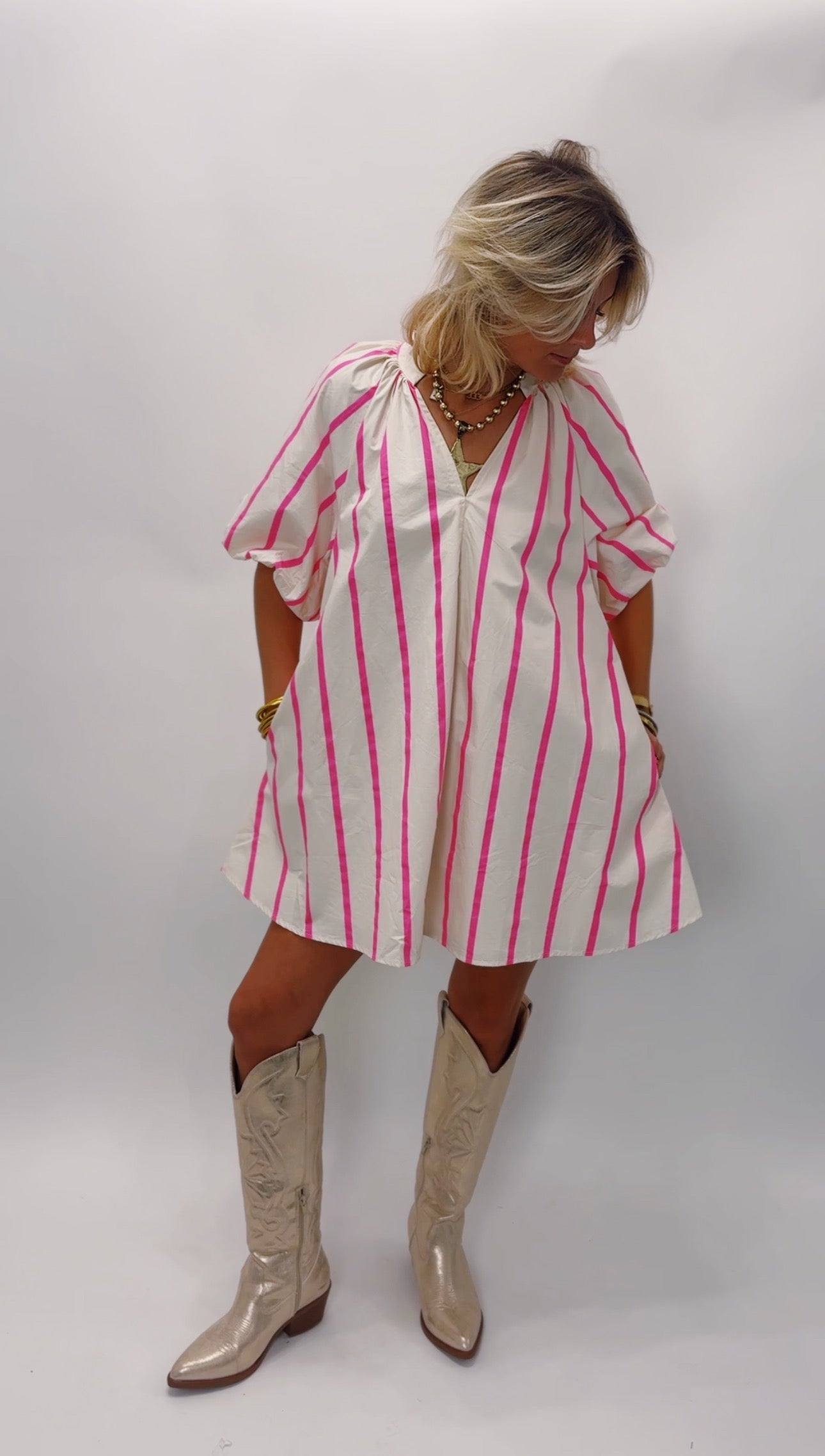 Pink & White Striped Dress