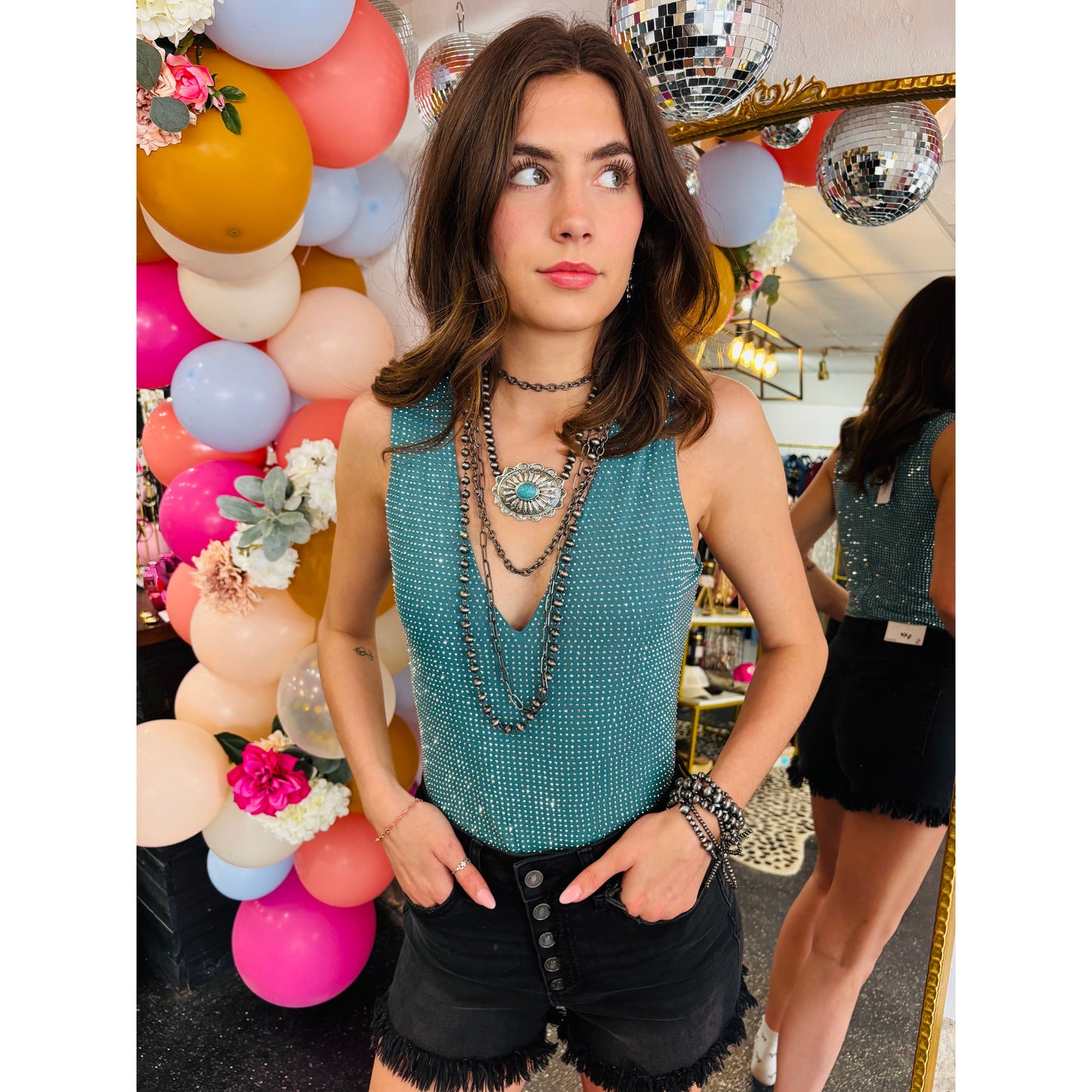 Teal Sparkle Bodysuit