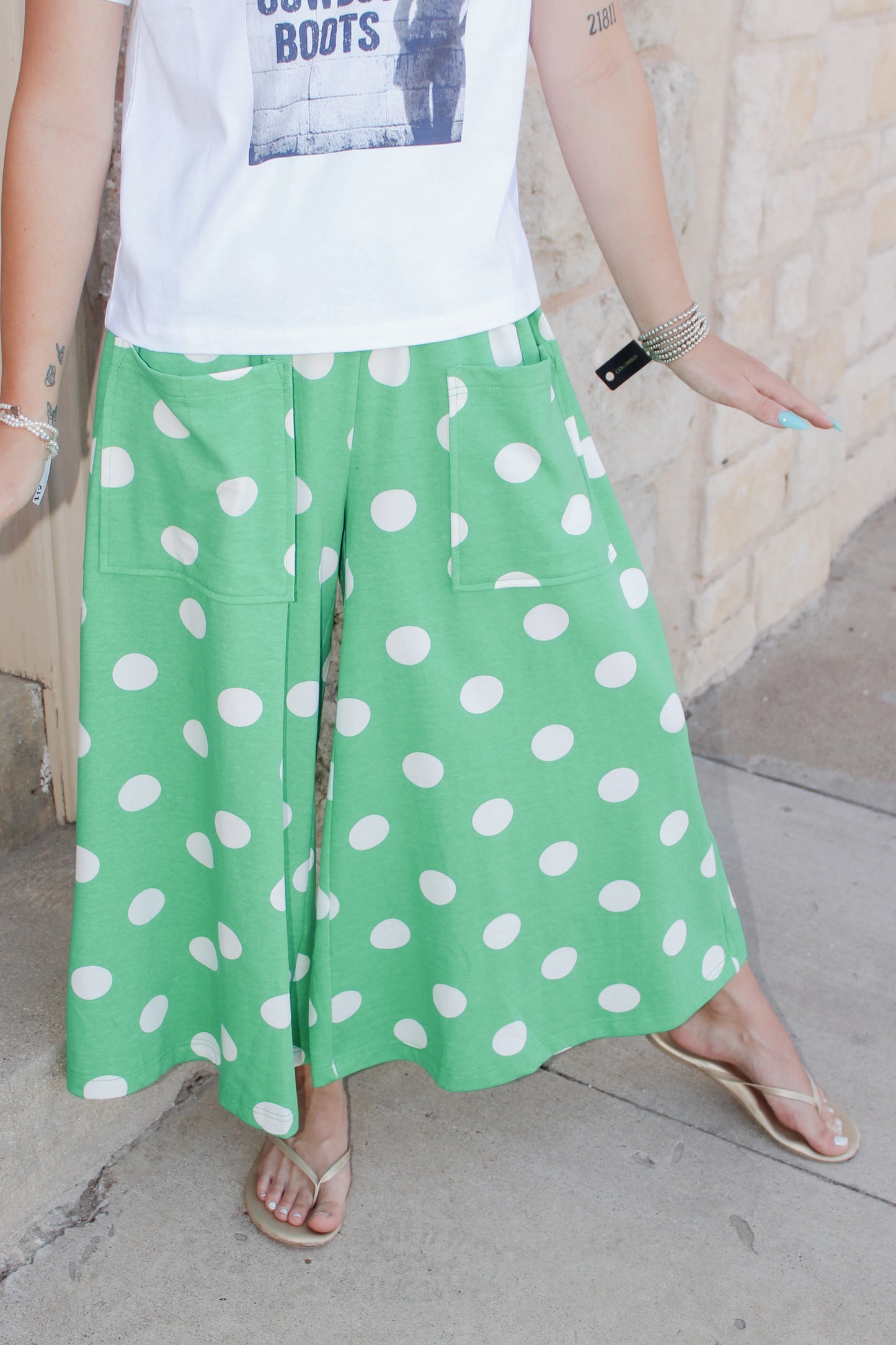 Polka dot pant- Green