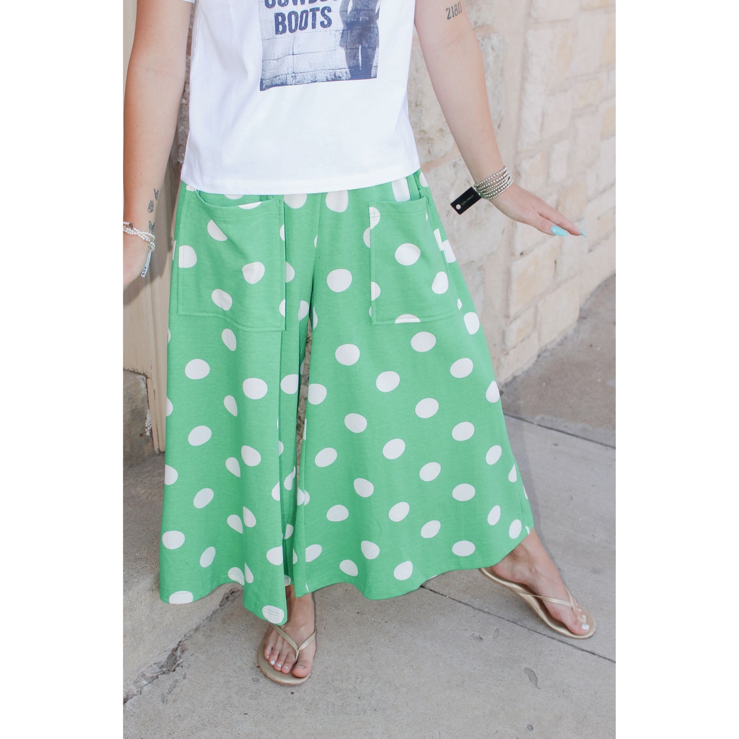 Polka dot pant- Green