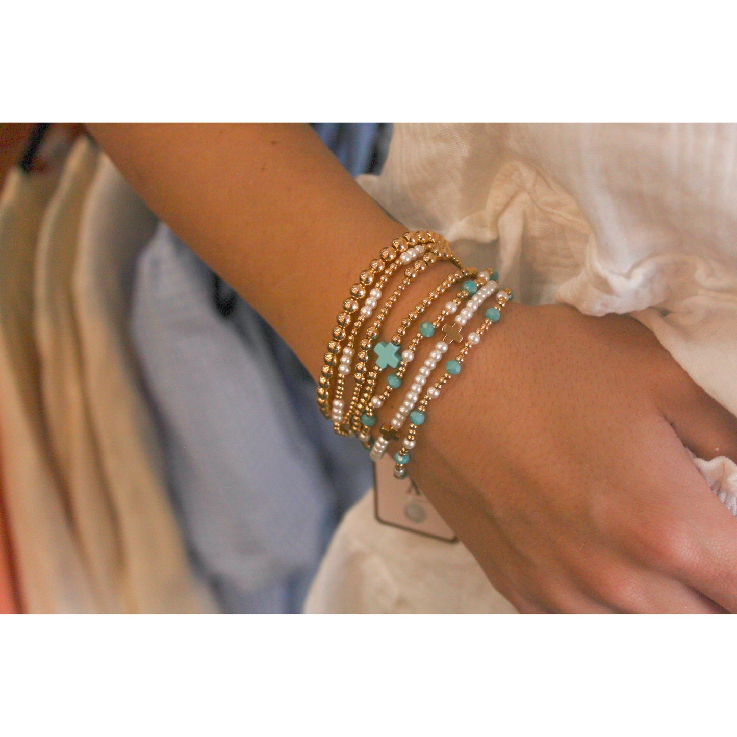 Turquoise Cross Cluster- GOLD