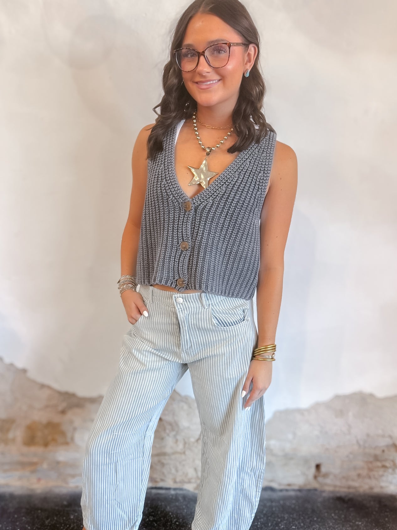 Striped Barrel Jeans