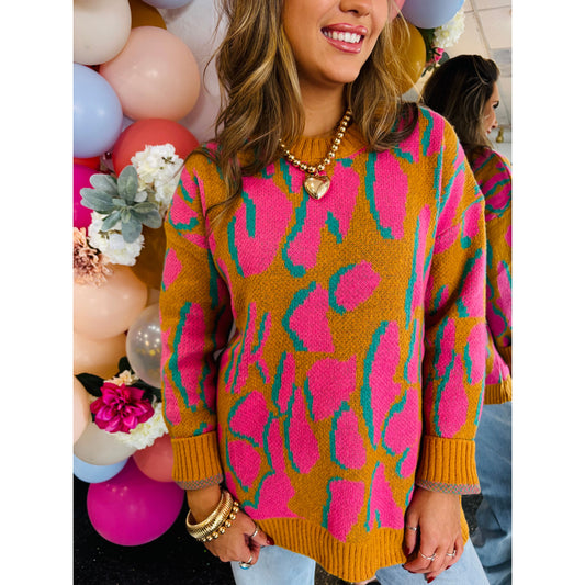 Tri color Cheetah Sweater