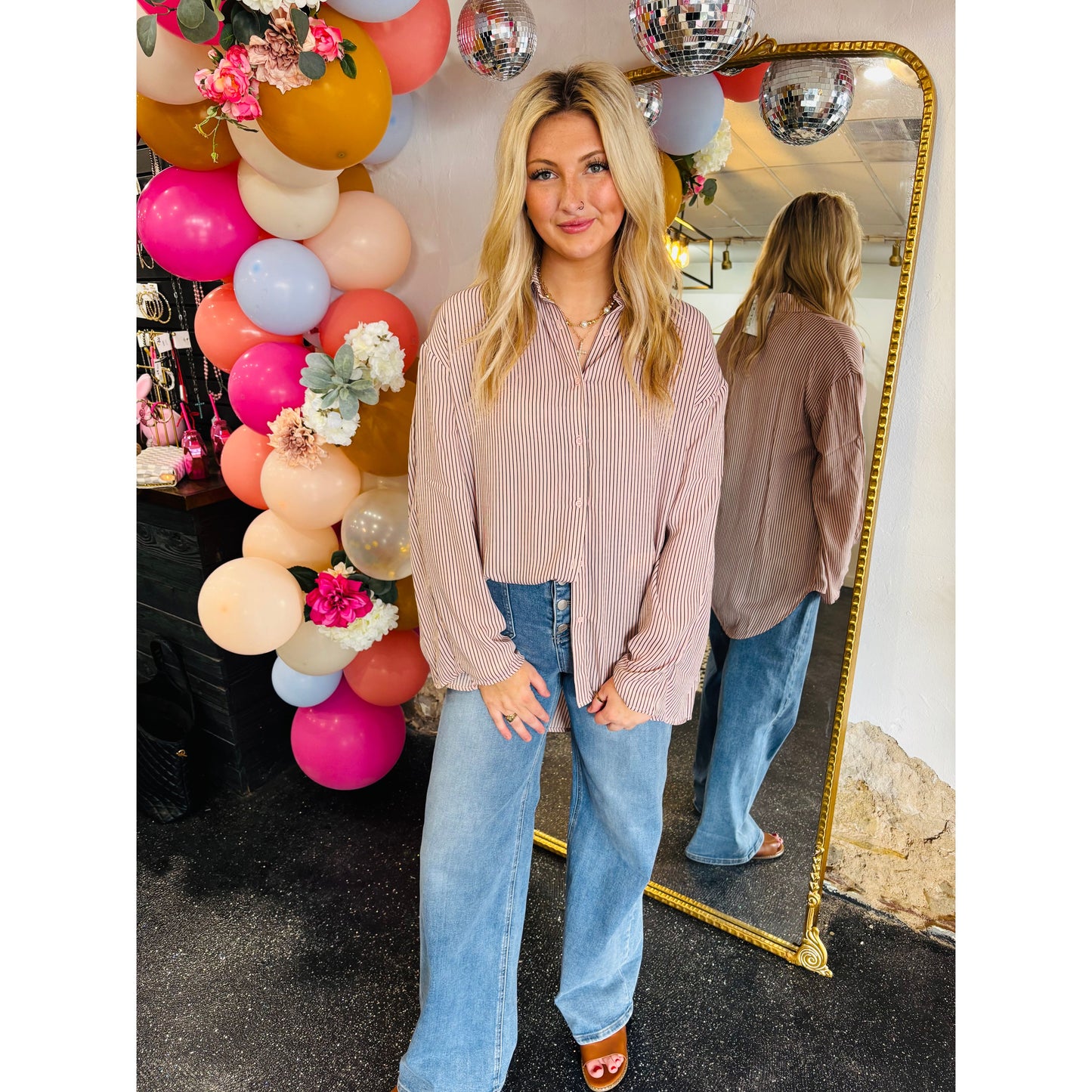 Pink Pinstripe Long Sleeve