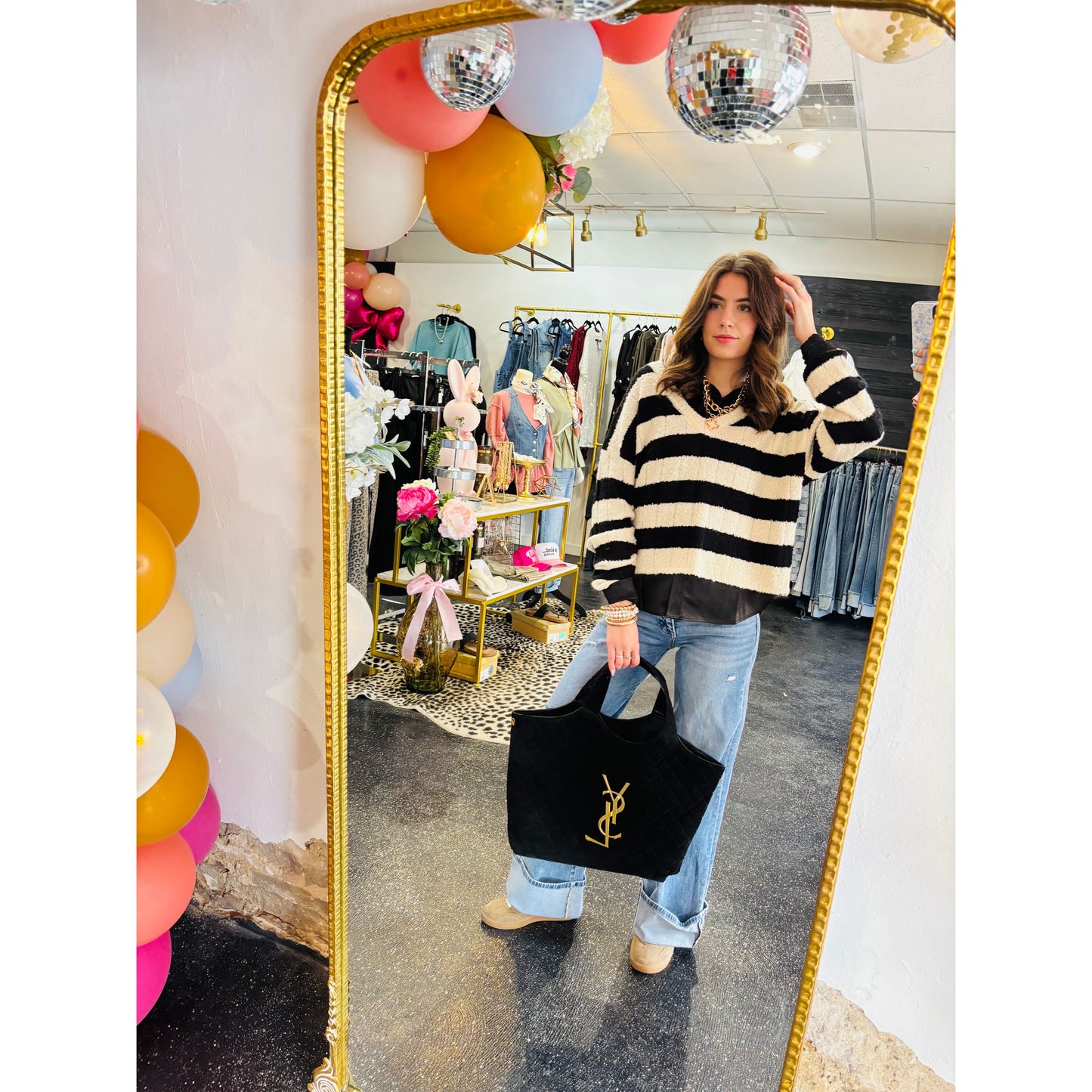 White & Black Striped Sweater
