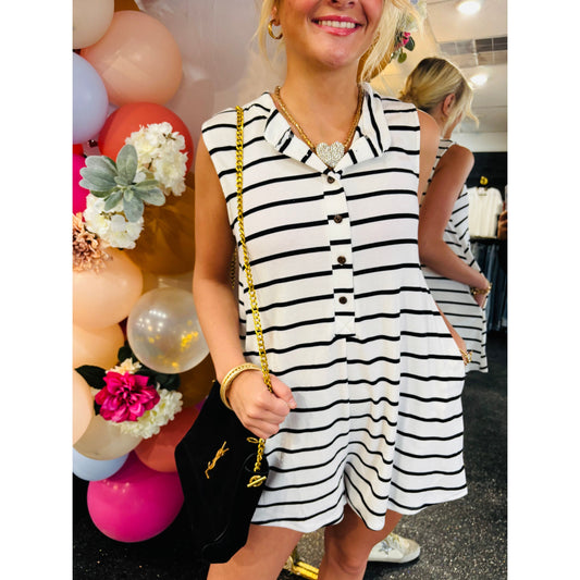 Black & White Striped Romper