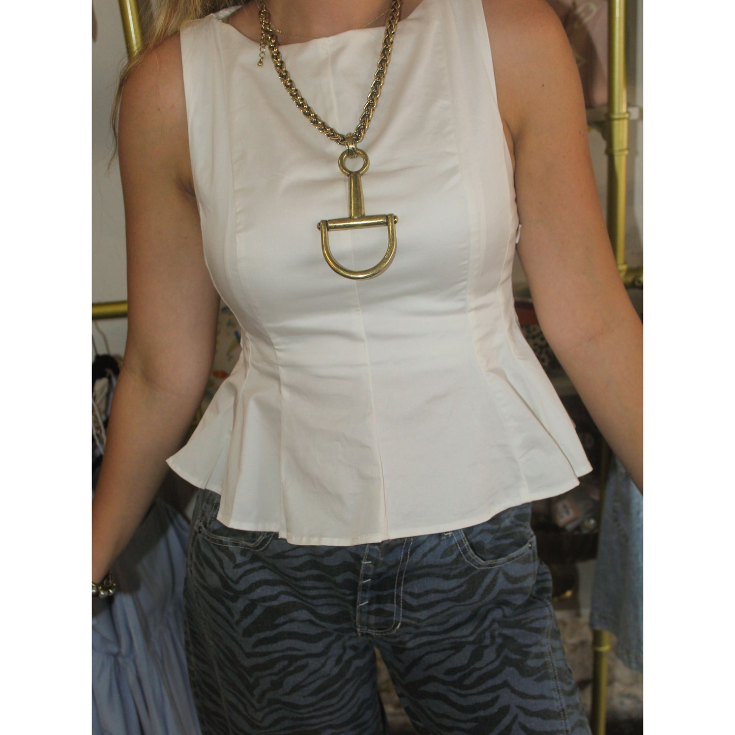 White Peplum Tank