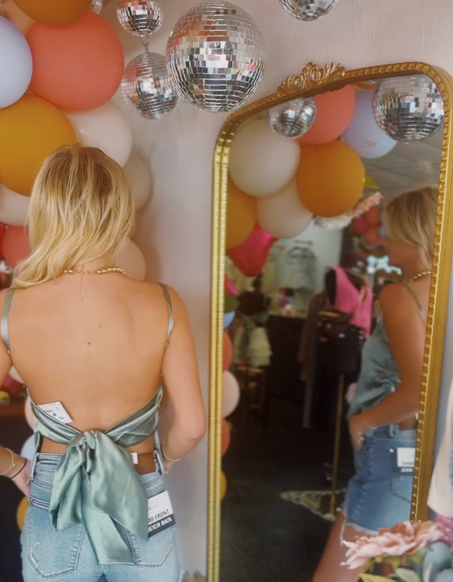 Sage Green Tie Back Top