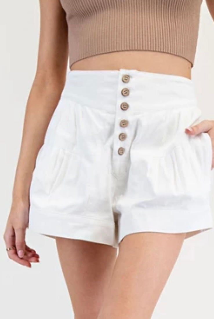White Ruffle Short