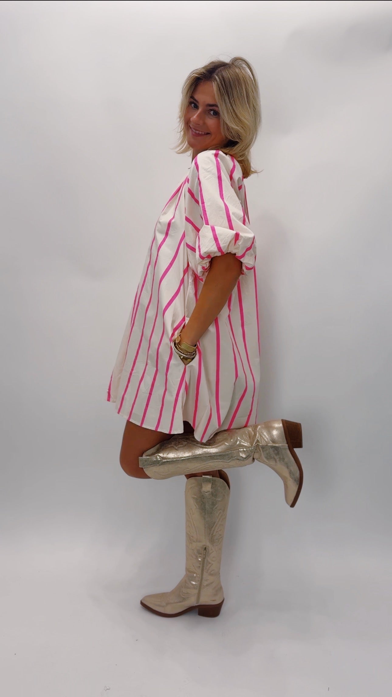 Pink & White Striped Dress