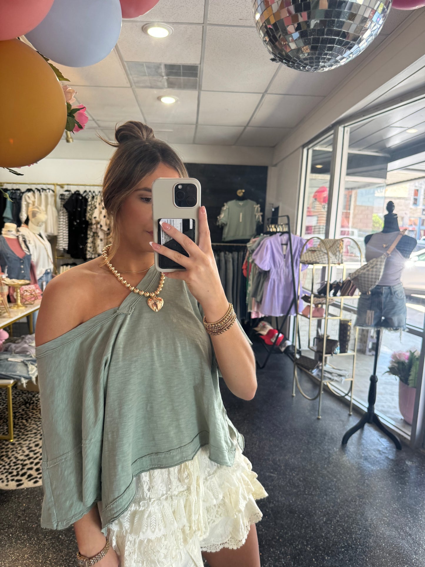 V Neck Sage Green Tee