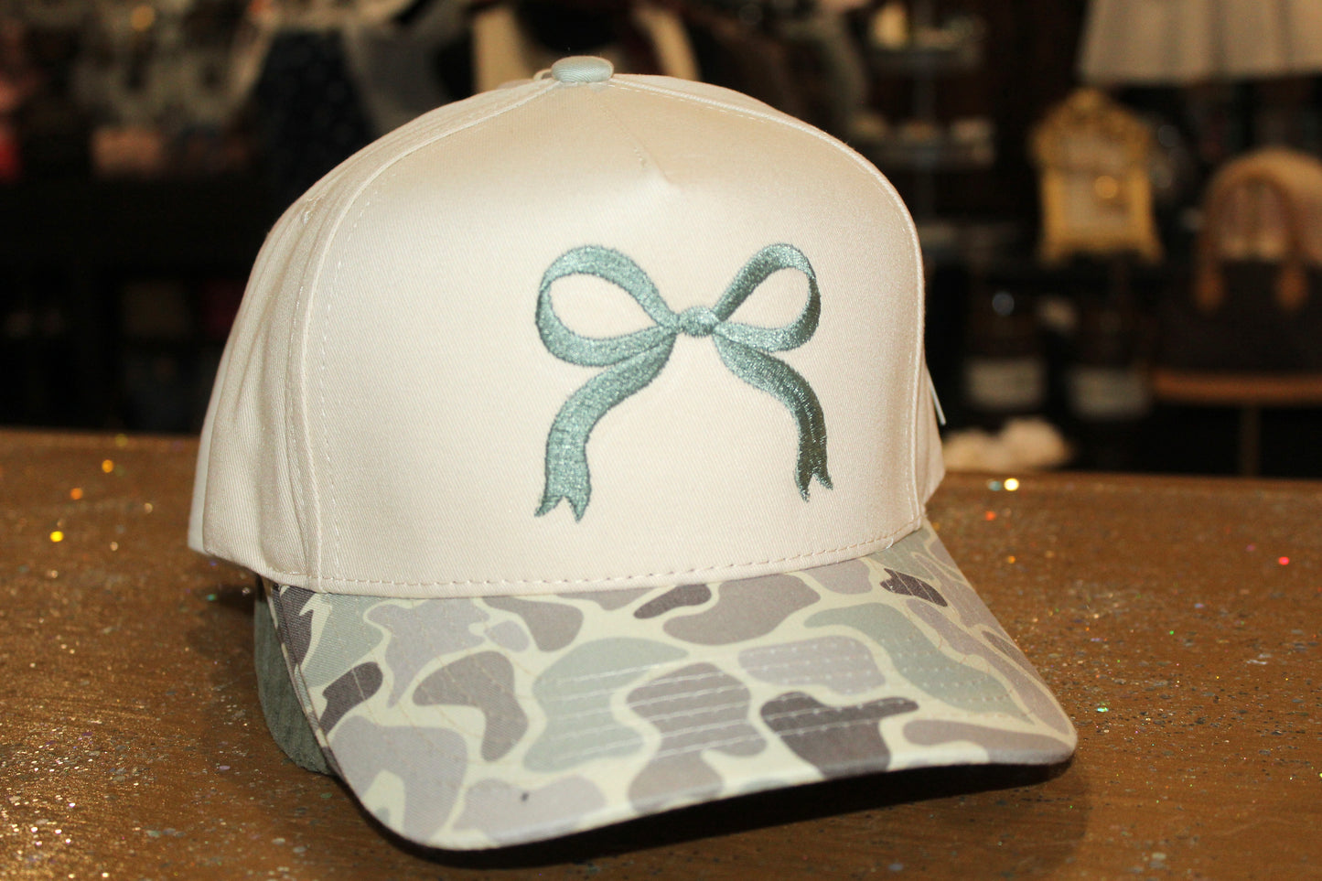 Bow and Camo - Fabric Hat