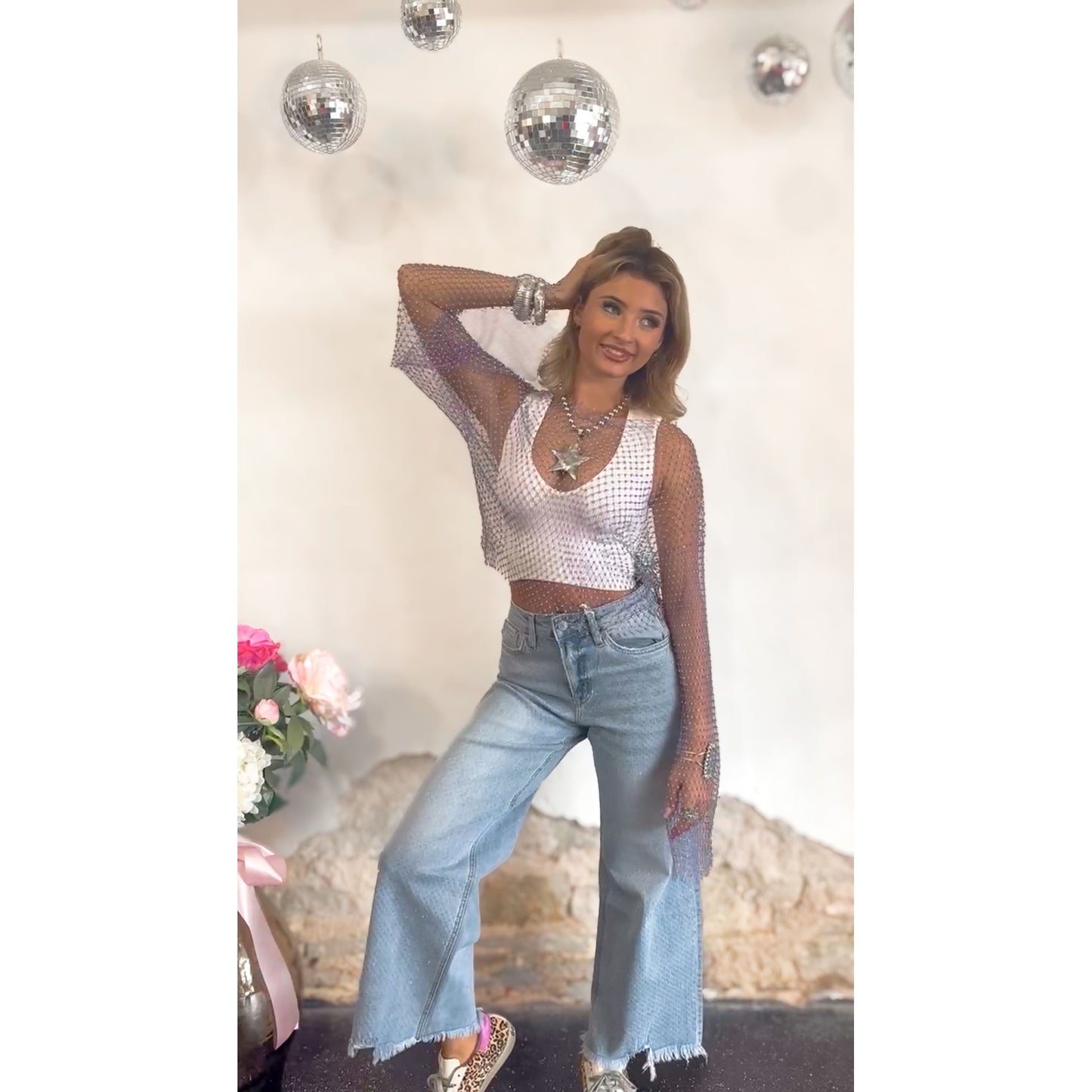 Purple Sparkle Mesh Long Sleeve