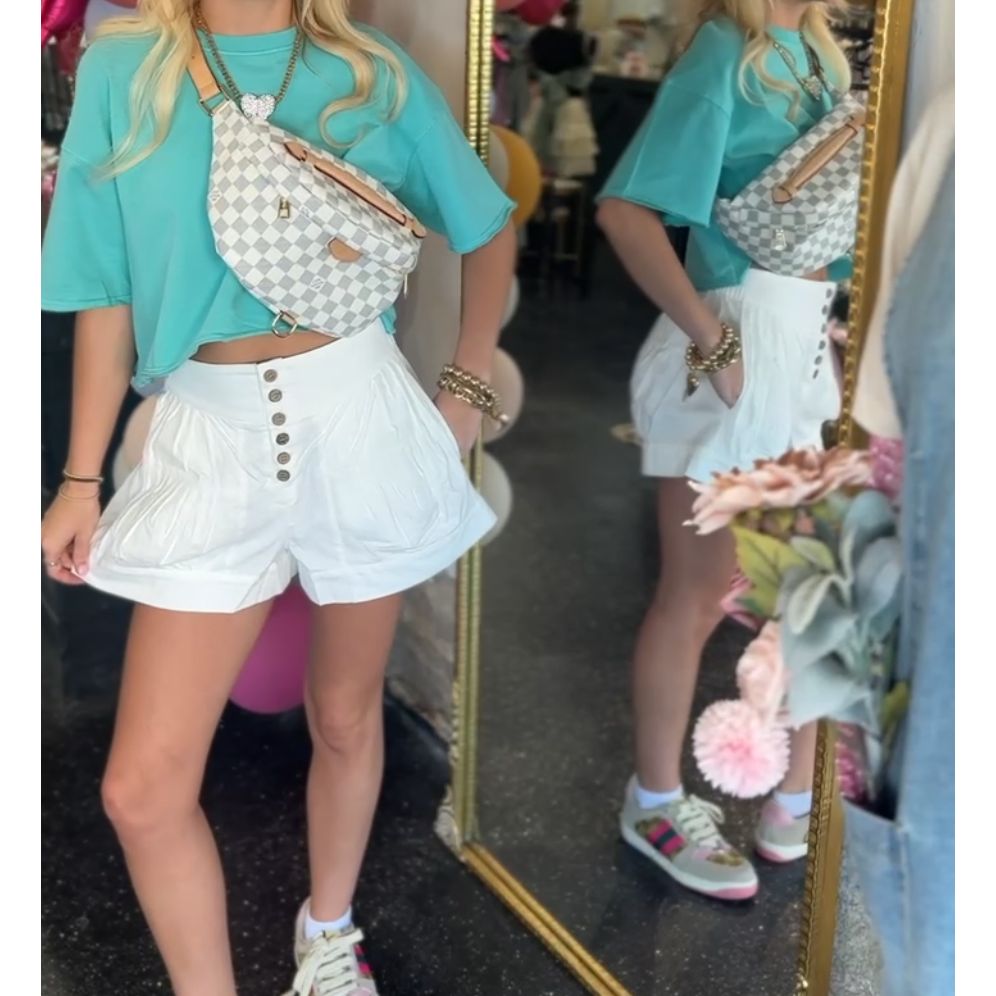 White Ruffle Short