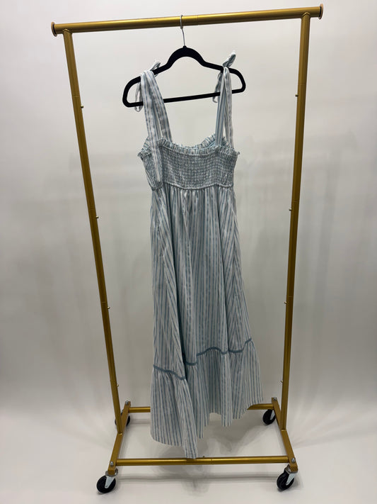 Striped bow tie maxi dress