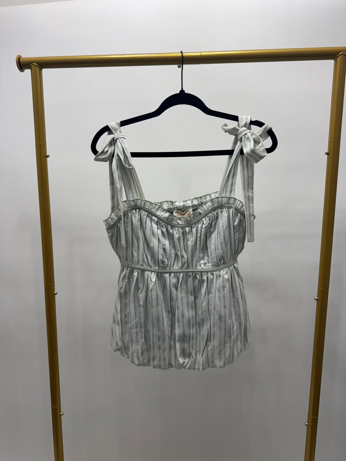 Striped Puff Babydoll Top