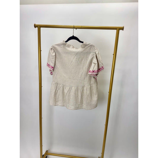 Embroidered Ruffle Top