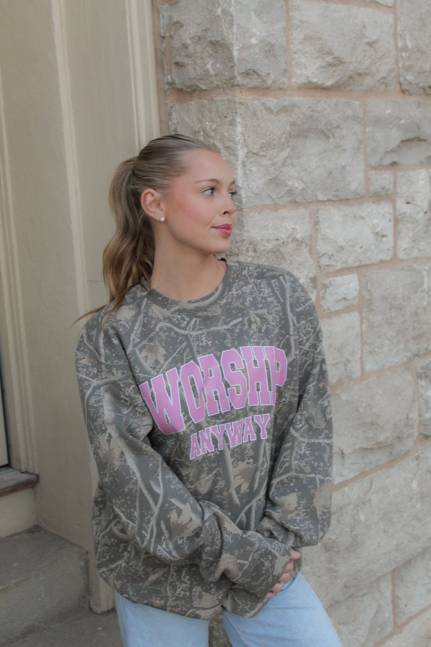 Worship Anyways Camo Sweatshirt