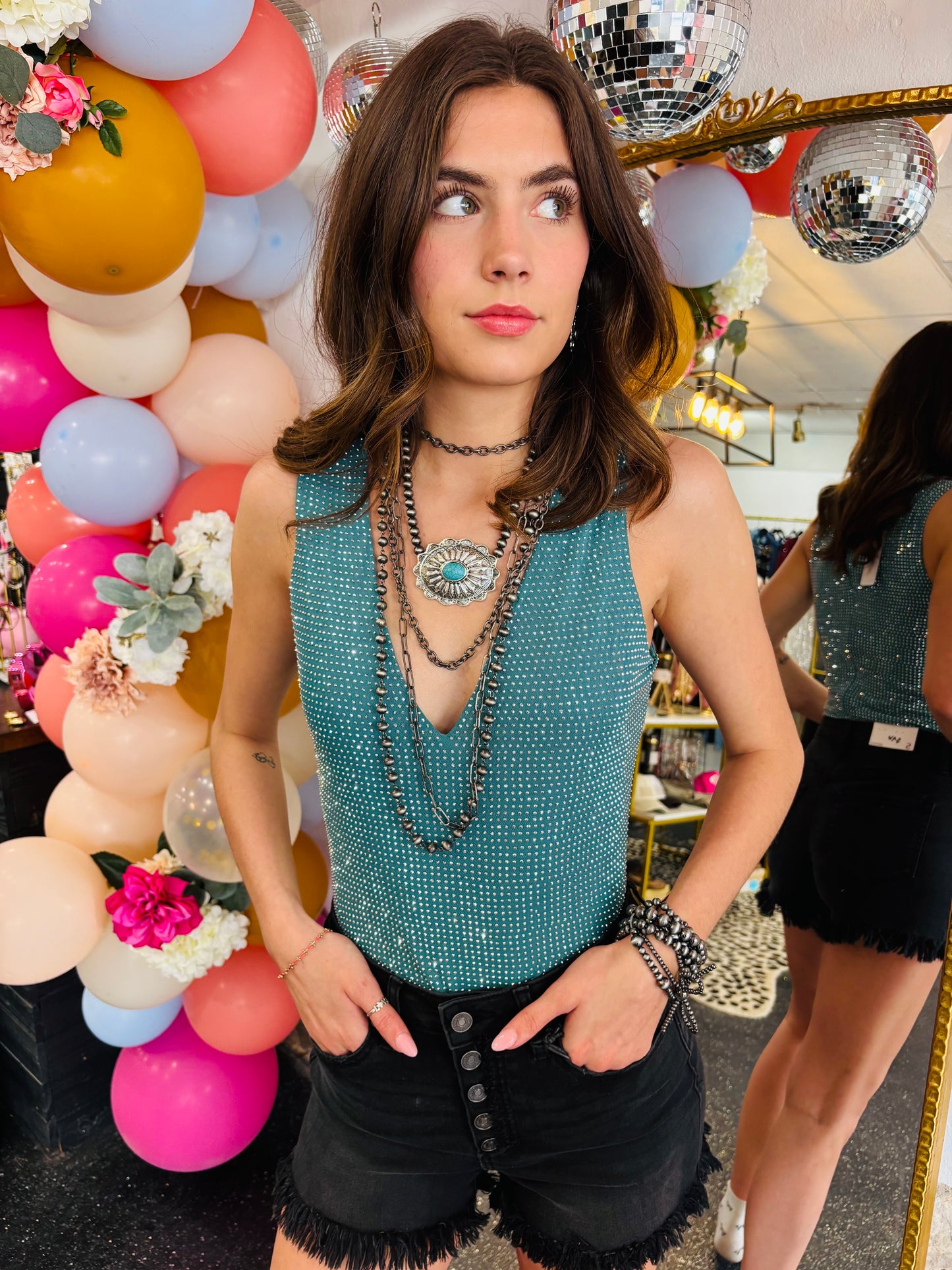 Teal Sparkle Bodysuit