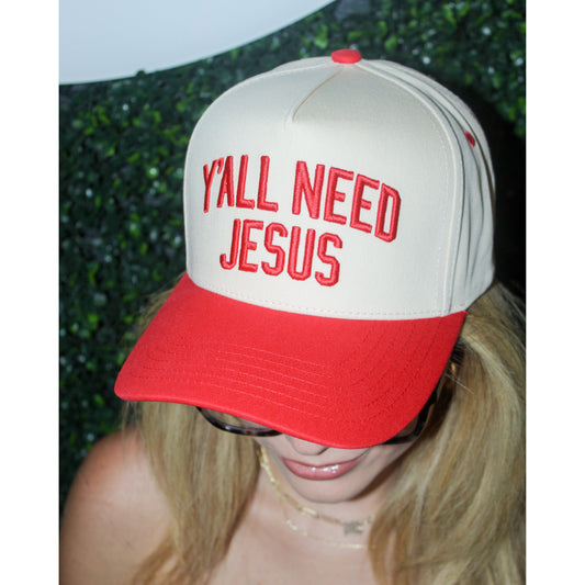 Y’all Need Jesus Fabric Hat