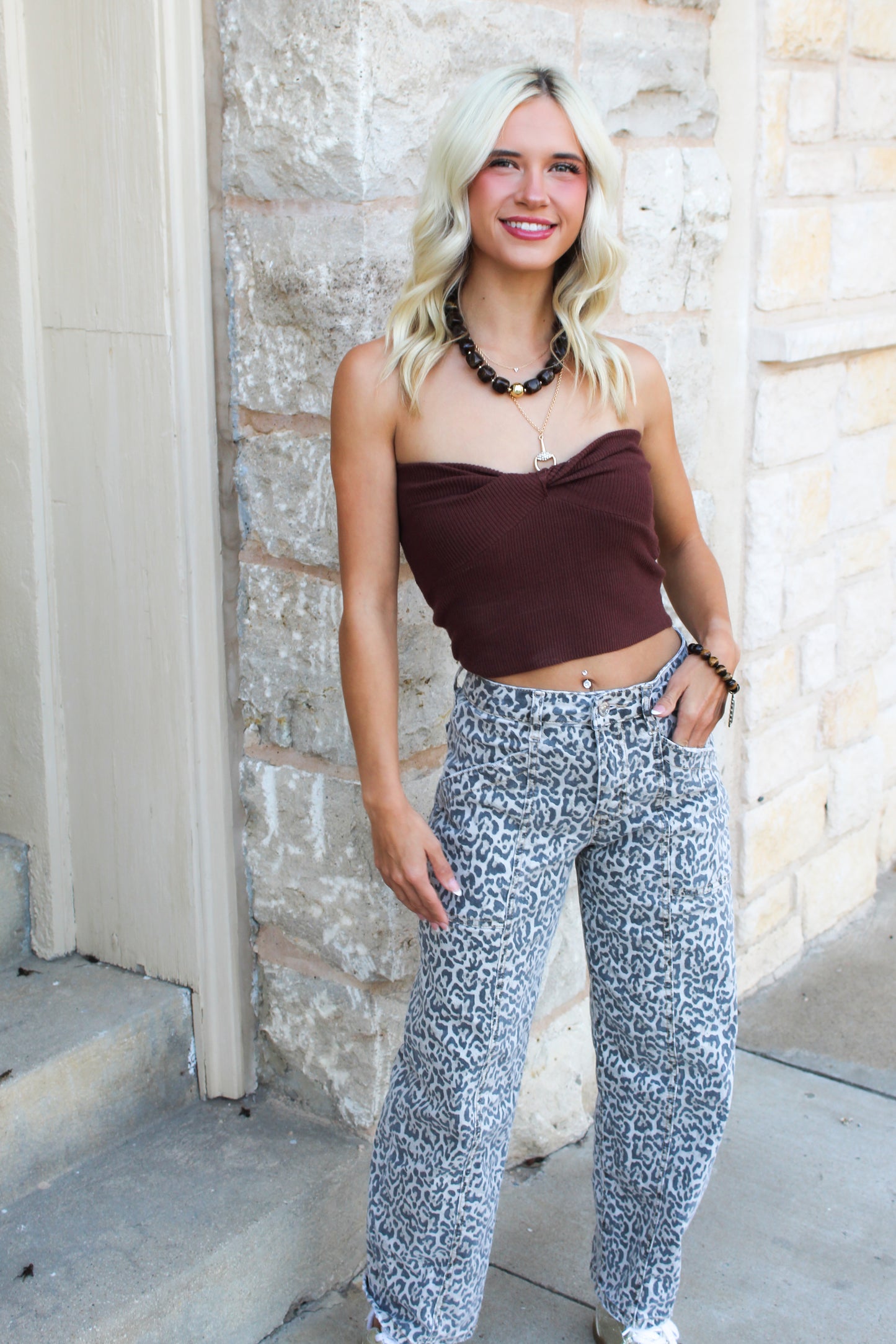 Whiskey Vibes Strapless Top