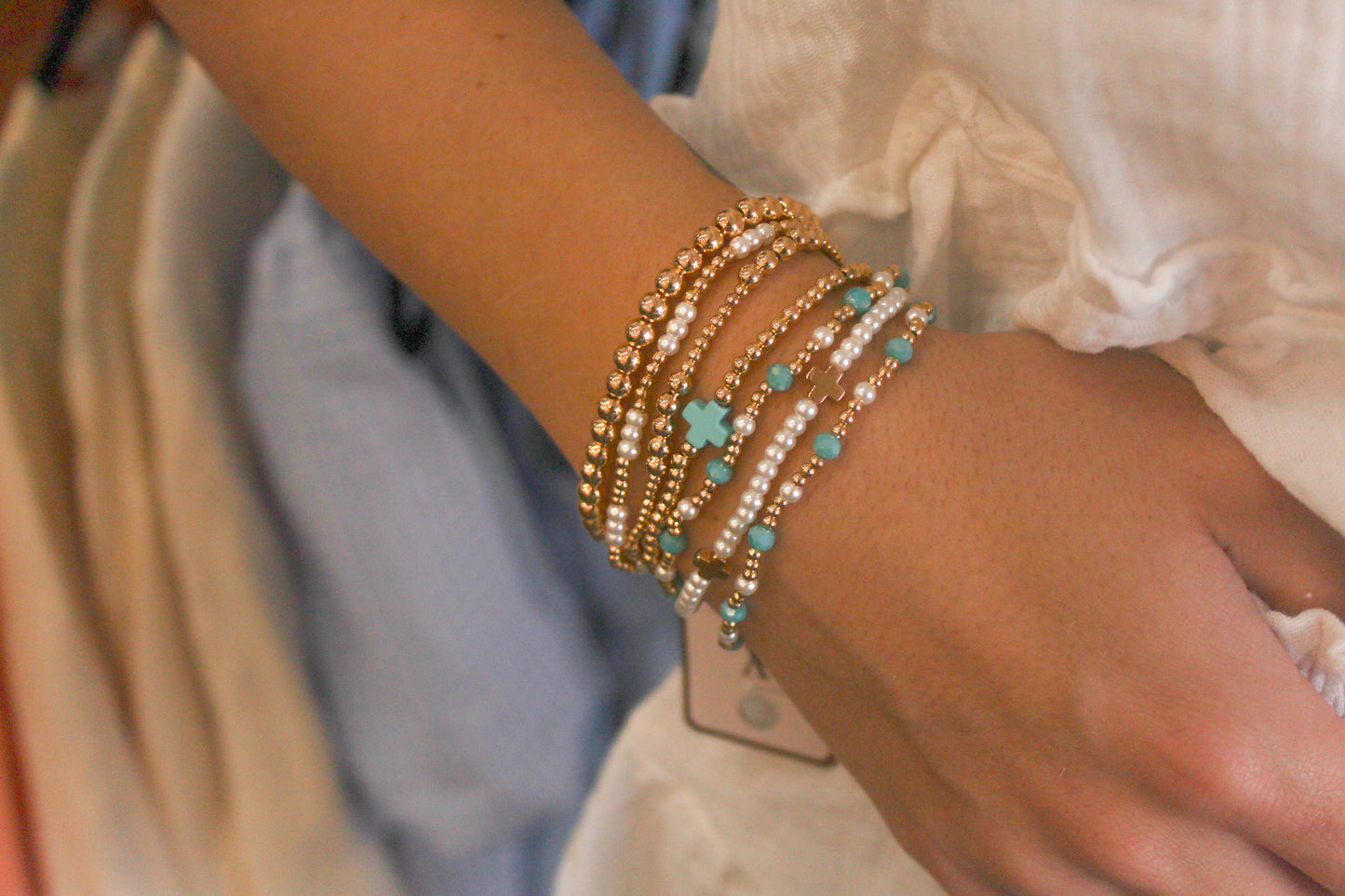 Turquoise Cross Cluster- Gold