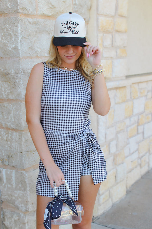 Checkered Charm Romper