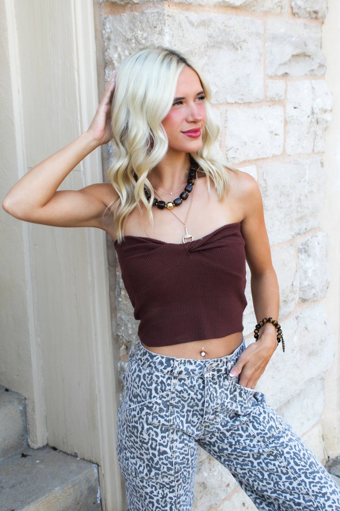 Whiskey Vibes Strapless Top