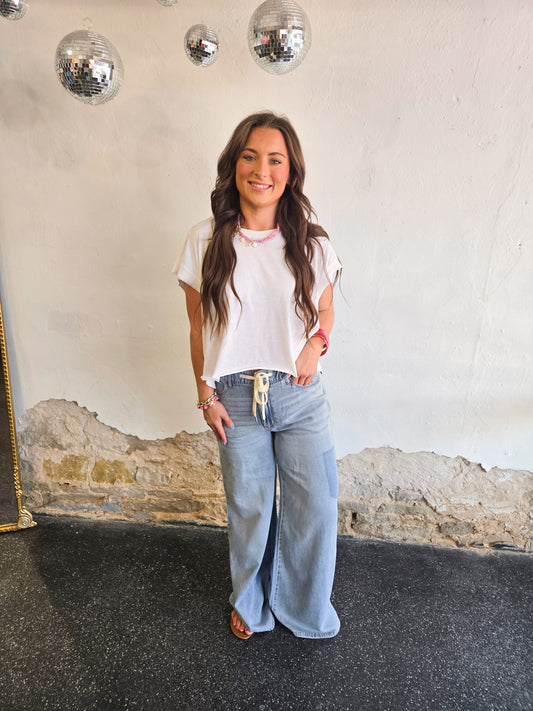 Light Wash Wide-Leg Jeans