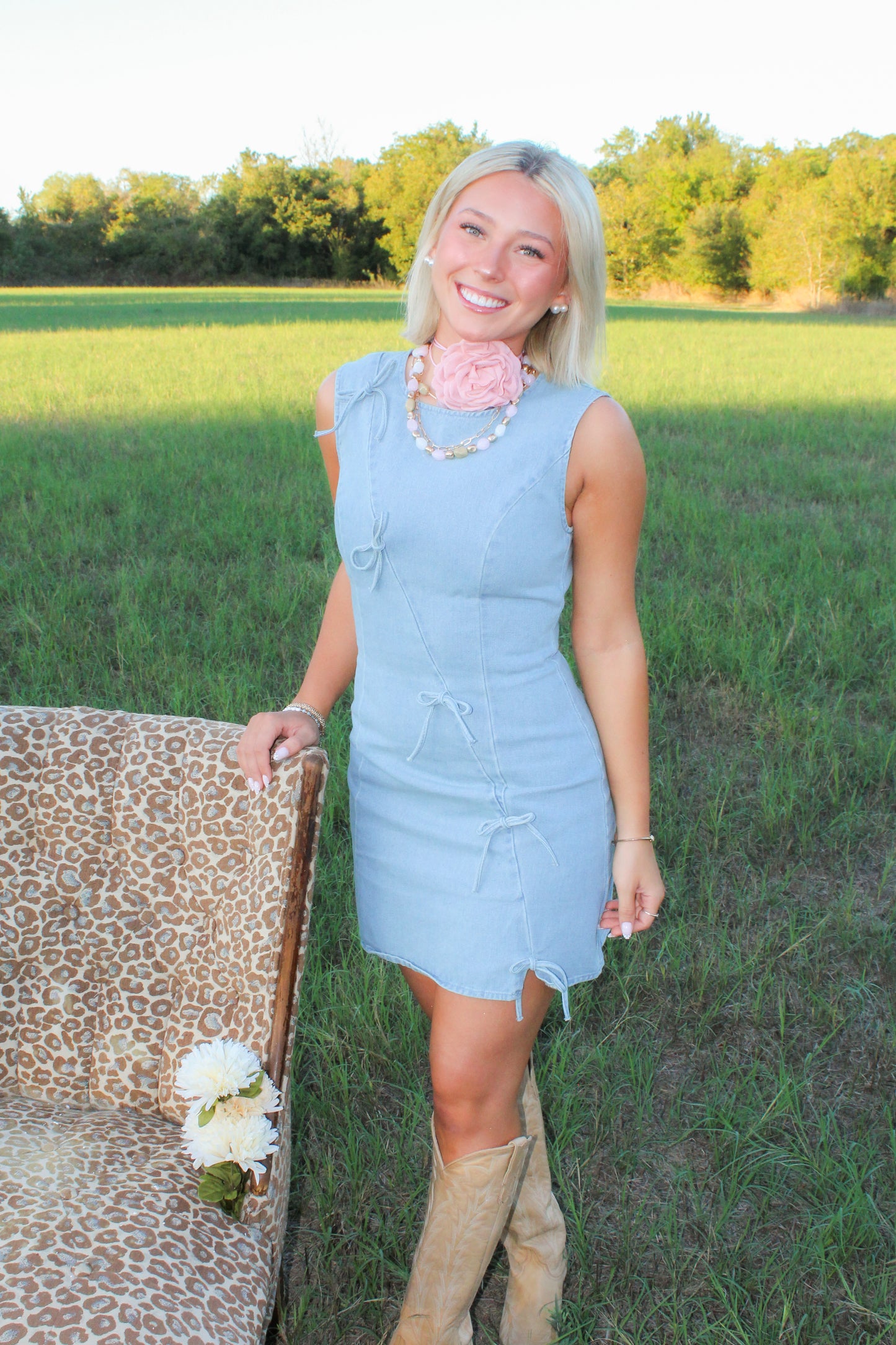 Bow Down Denim Dress