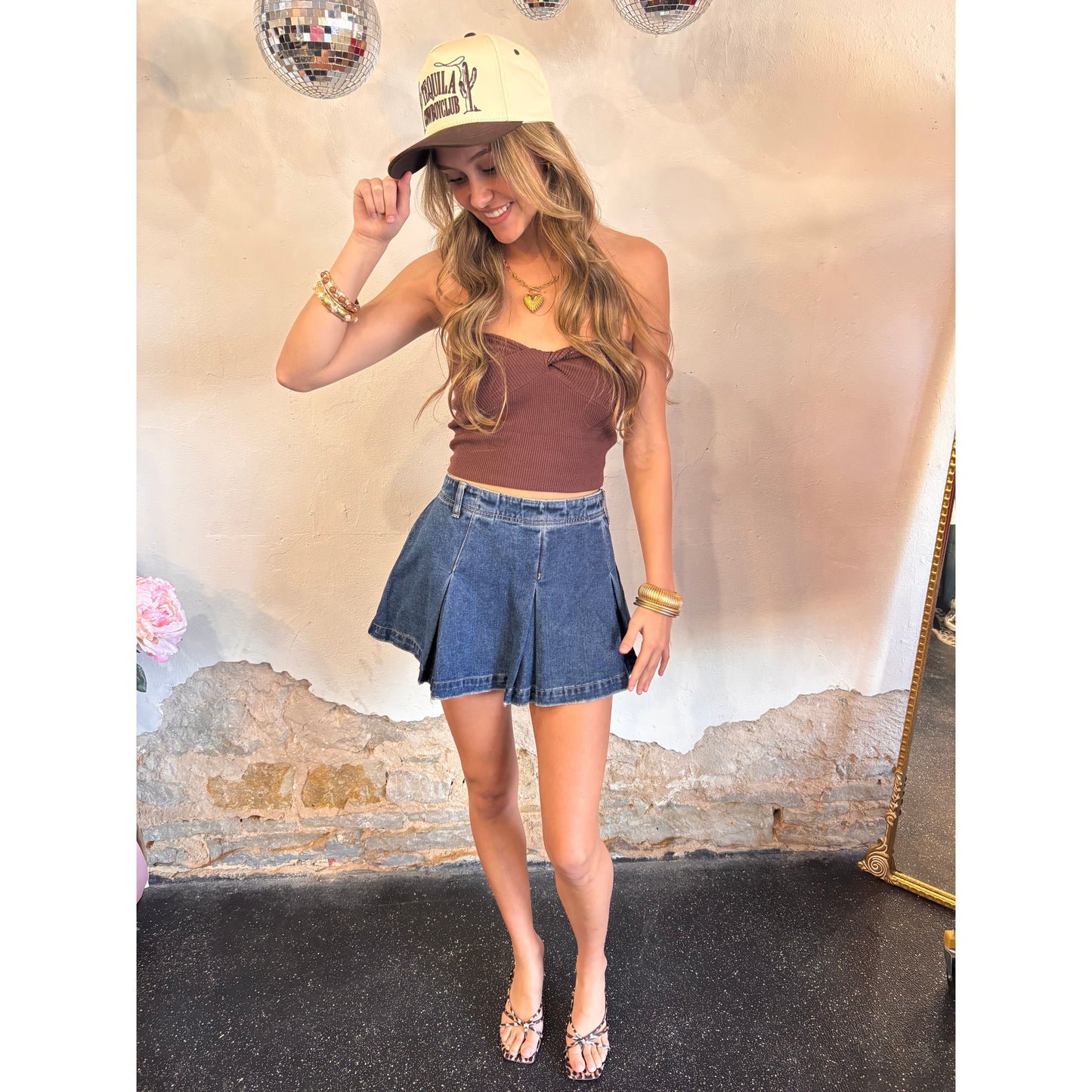 Whiskey Vibes Strapless Top