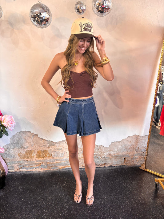Whiskey Vibes Strapless Top