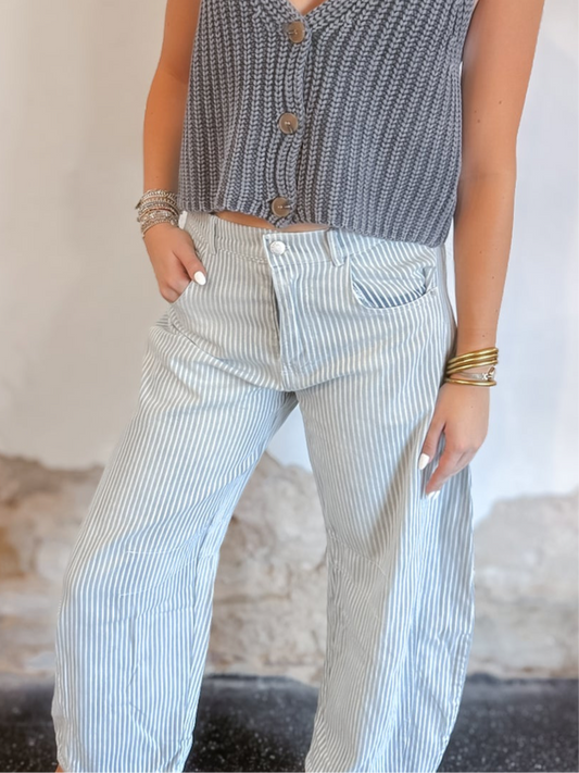 Striped Barrel Jeans