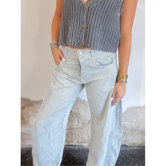 Striped Barrel Jeans