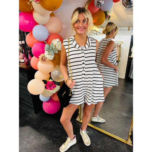 Black & White Striped Romper
