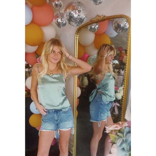 Sage Green Tie Back Top