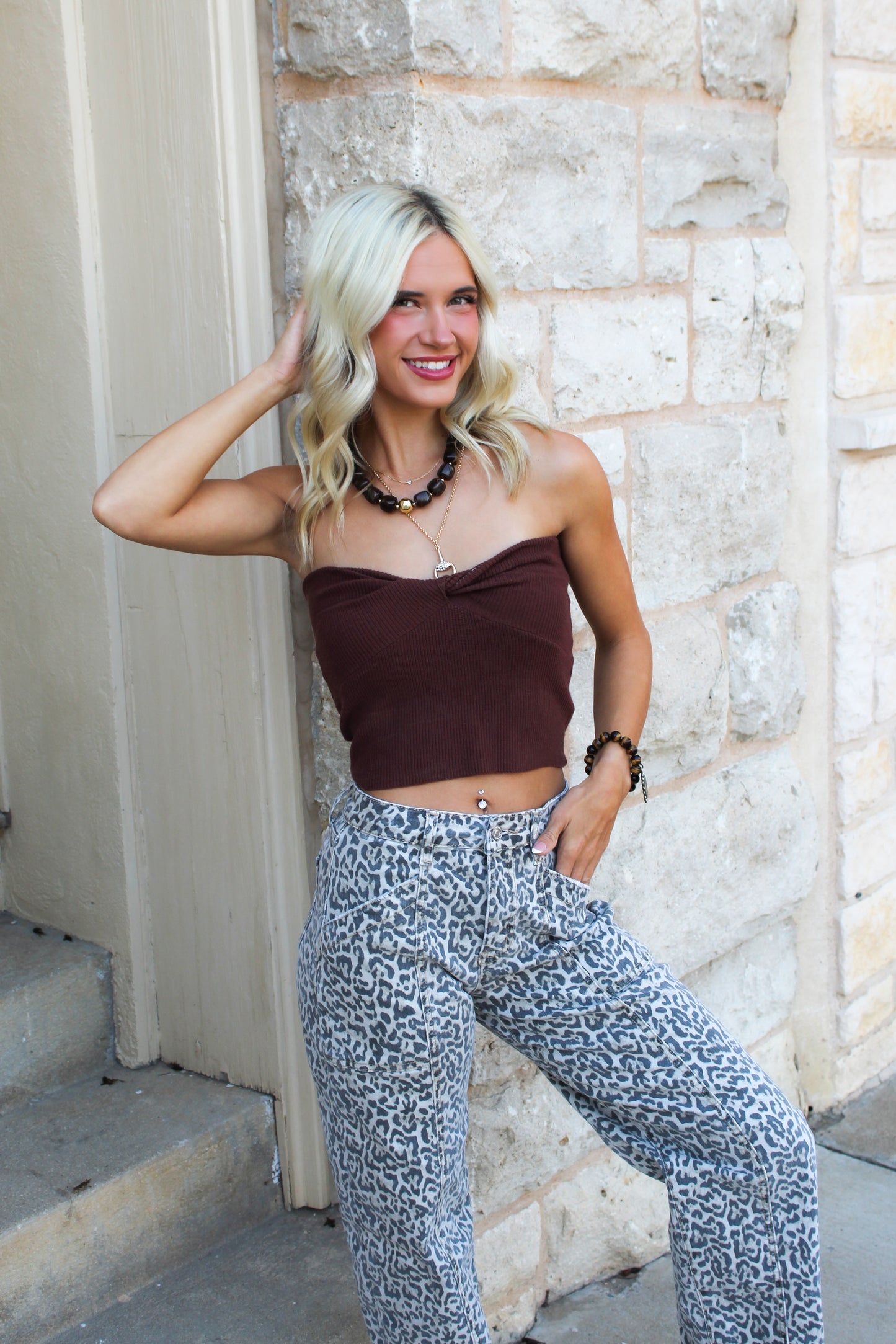 Whiskey Vibes Strapless Top