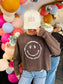 Brown Smiley Cropped Crew