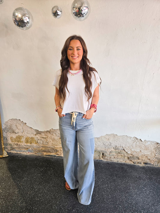 Light Wash Wide-Leg Jeans