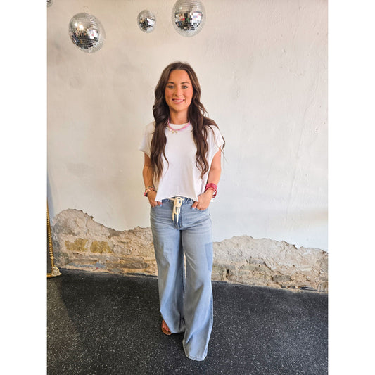 Light Wash Wide-Leg Jeans