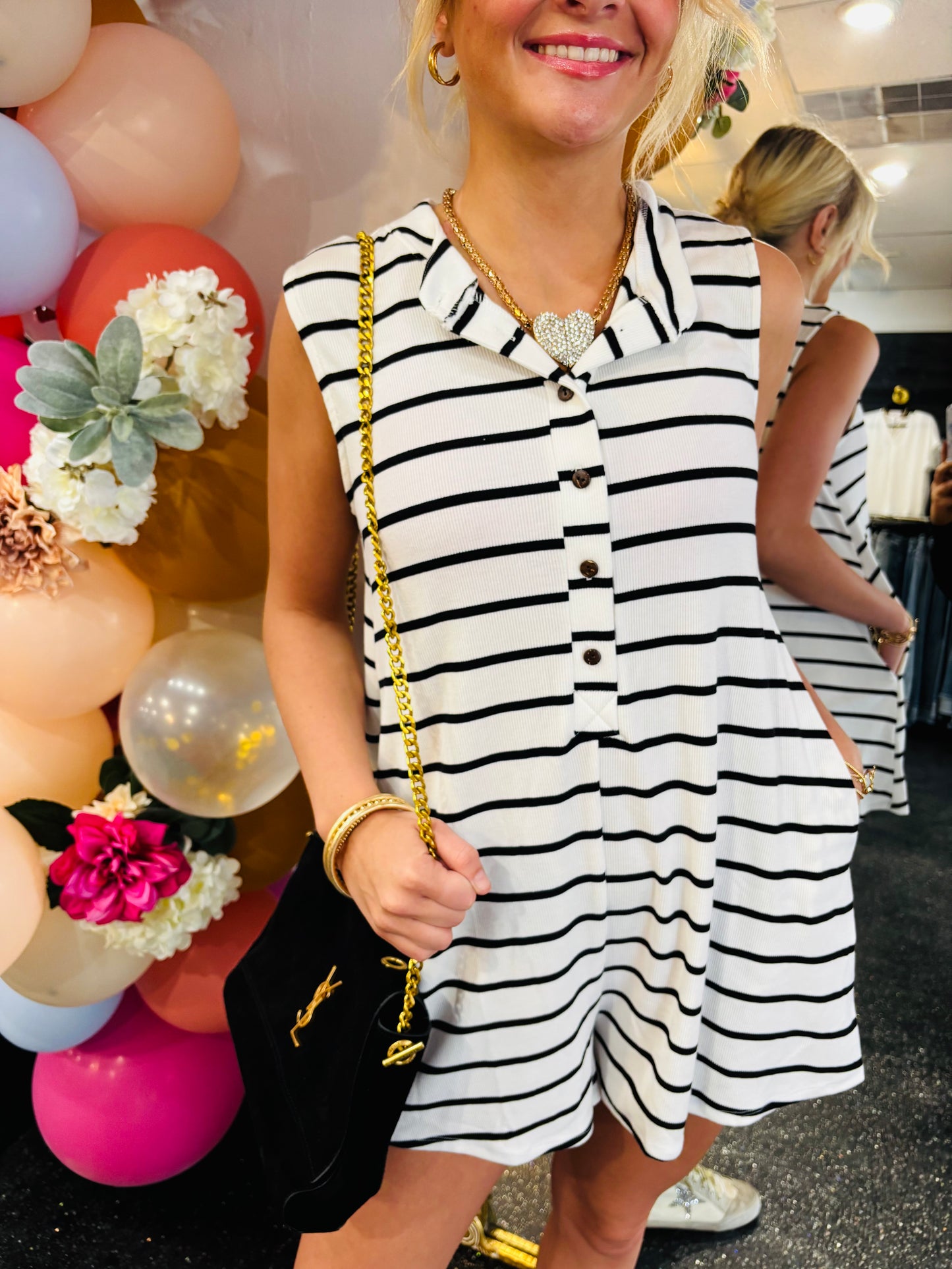 Black & White Striped Romper