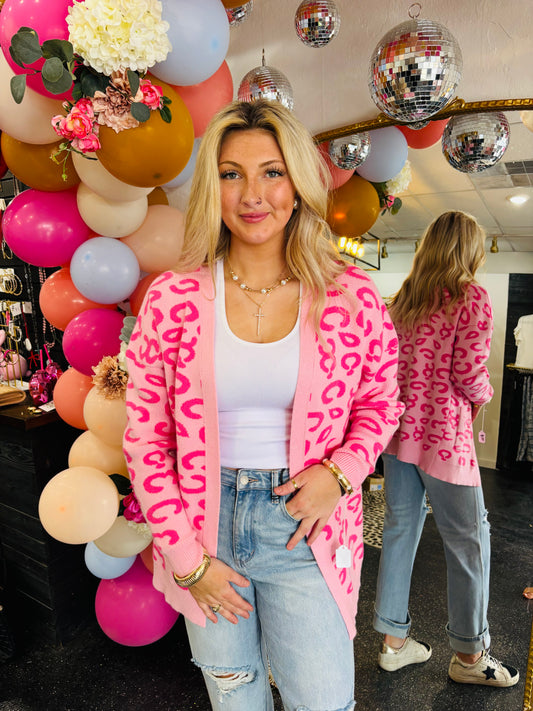 Pink Cheetah Cardigan