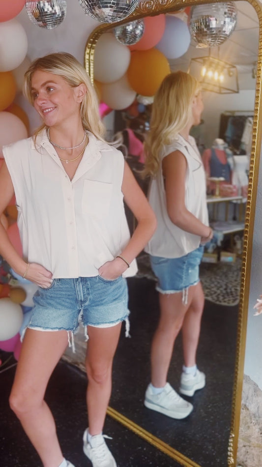 Almond Sleeveless shirt