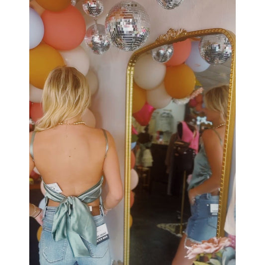 Sage Green Tie Back Top