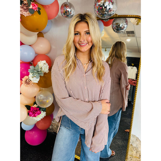 Pink Pinstripe Long Sleeve