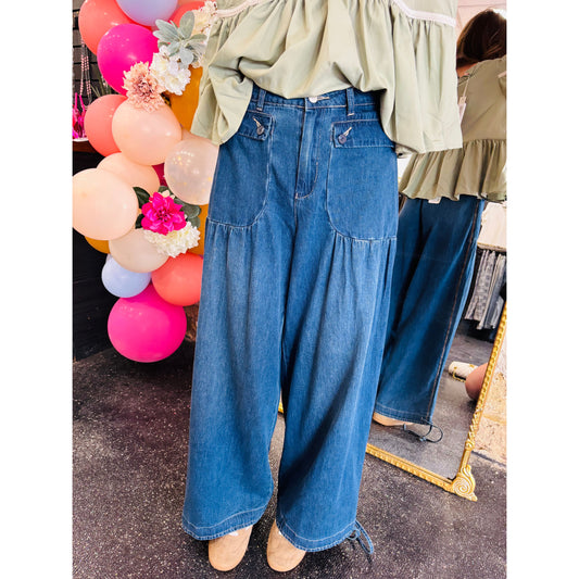 Tie Bottom Barrel Jeans