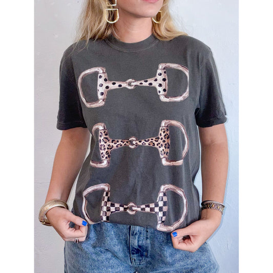The Horse Bit Tee- Charcoal