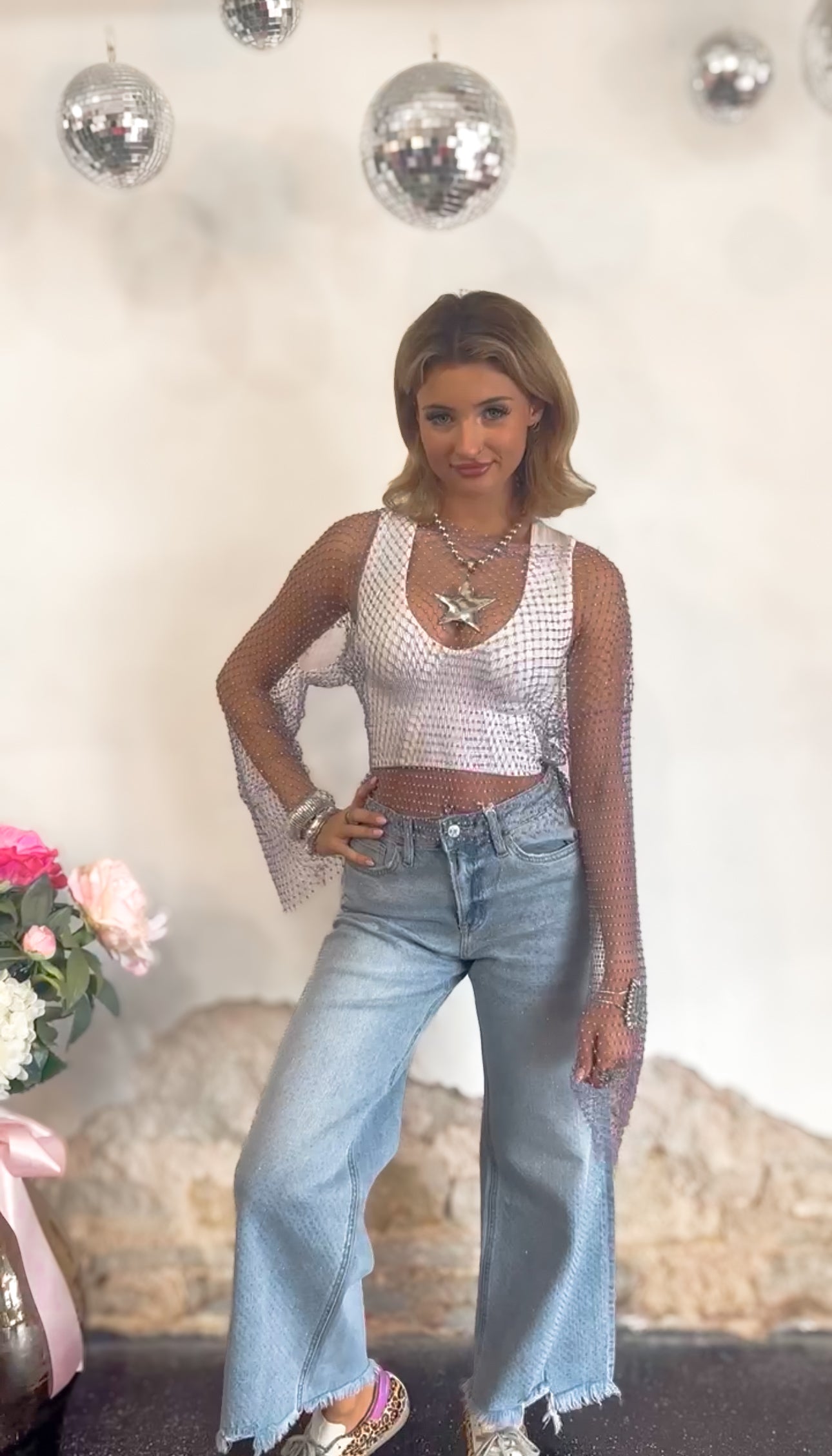 Purple Sparkle Mesh Long Sleeve