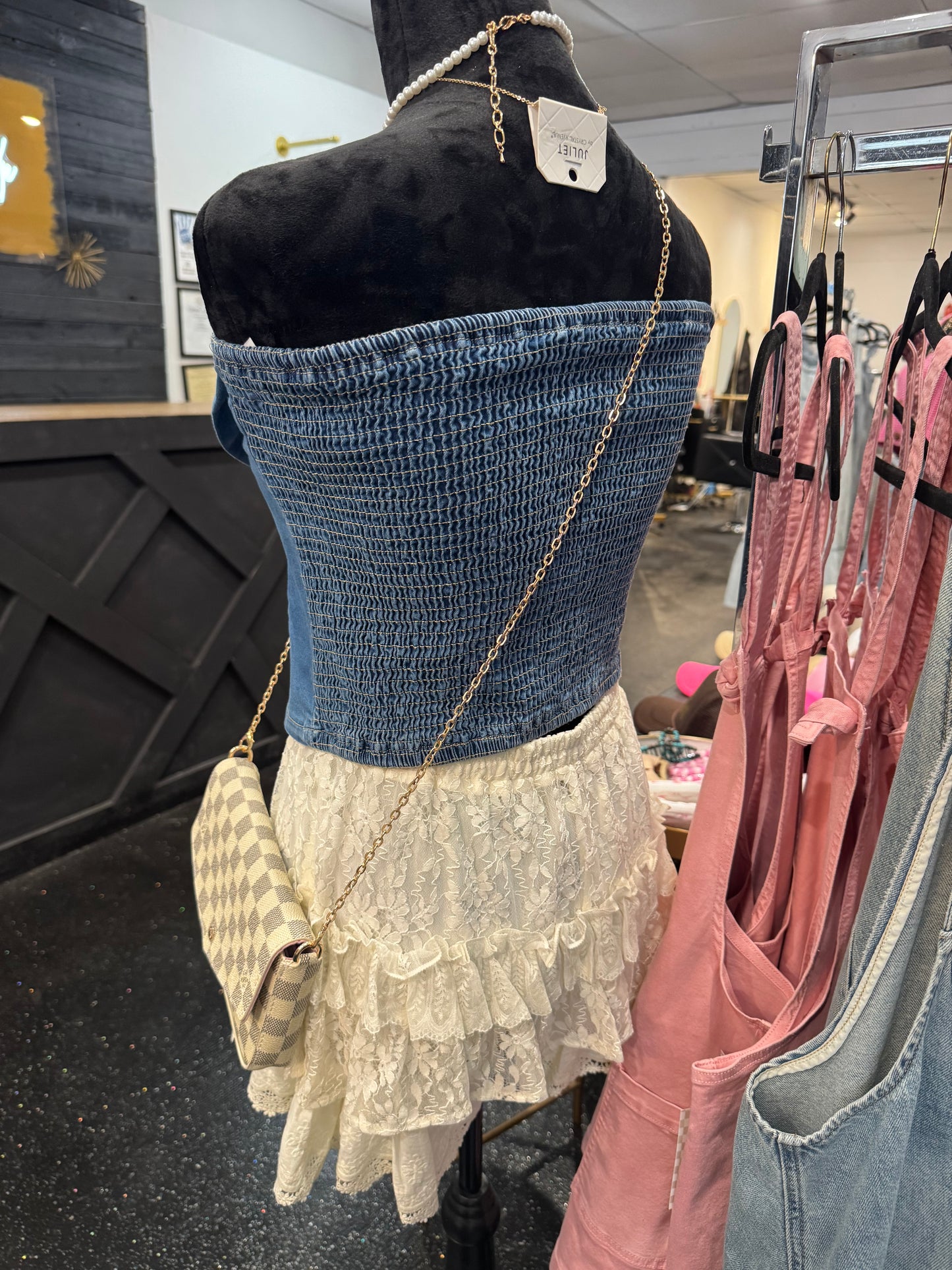 Denim Bow Tube Top